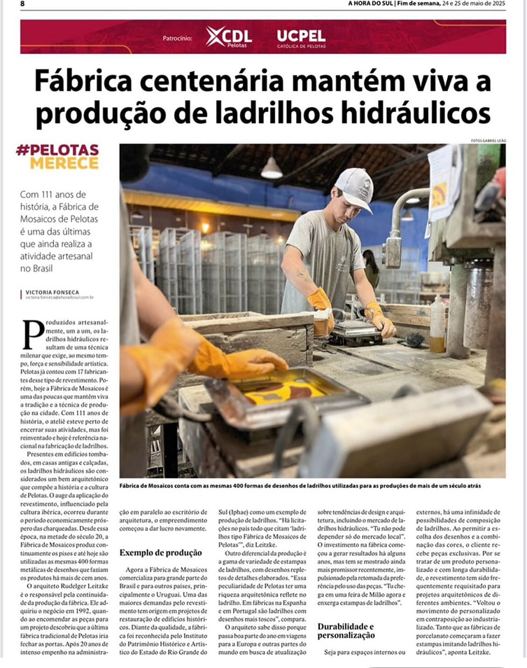 Fábrica centenária mantém viva a produção de ladrilhos hidráulicos