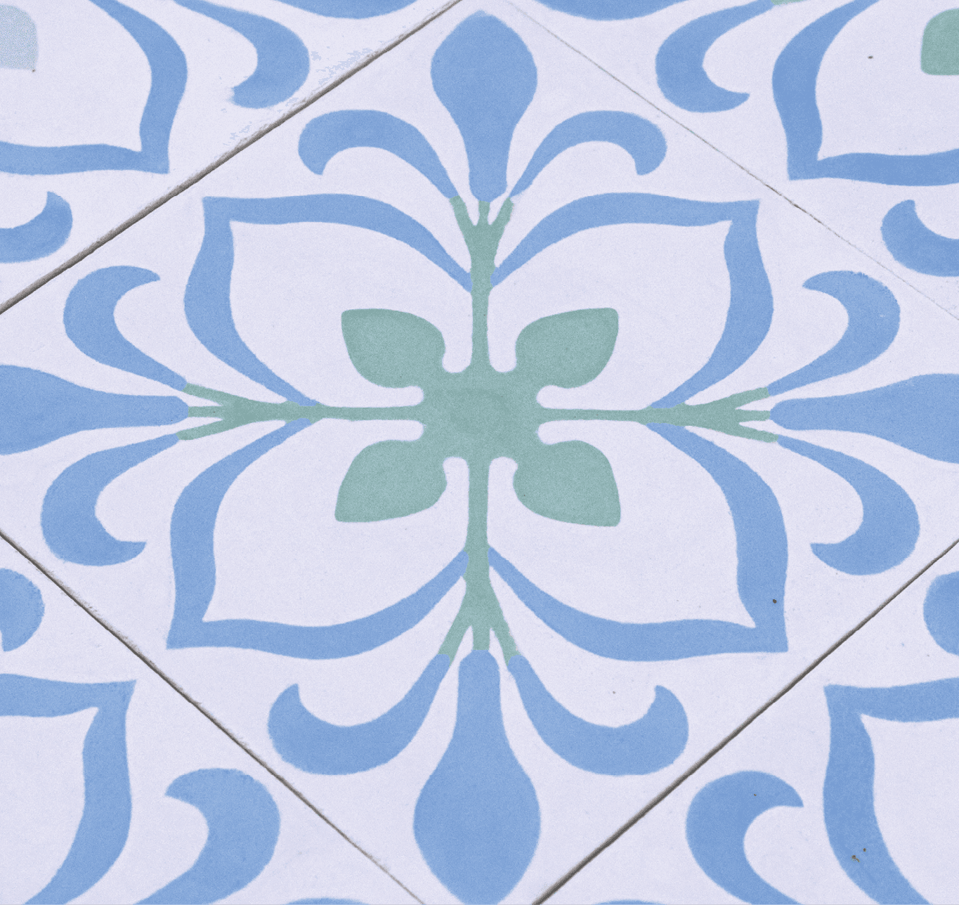 Detalhe de ladrilho Art Déco azul