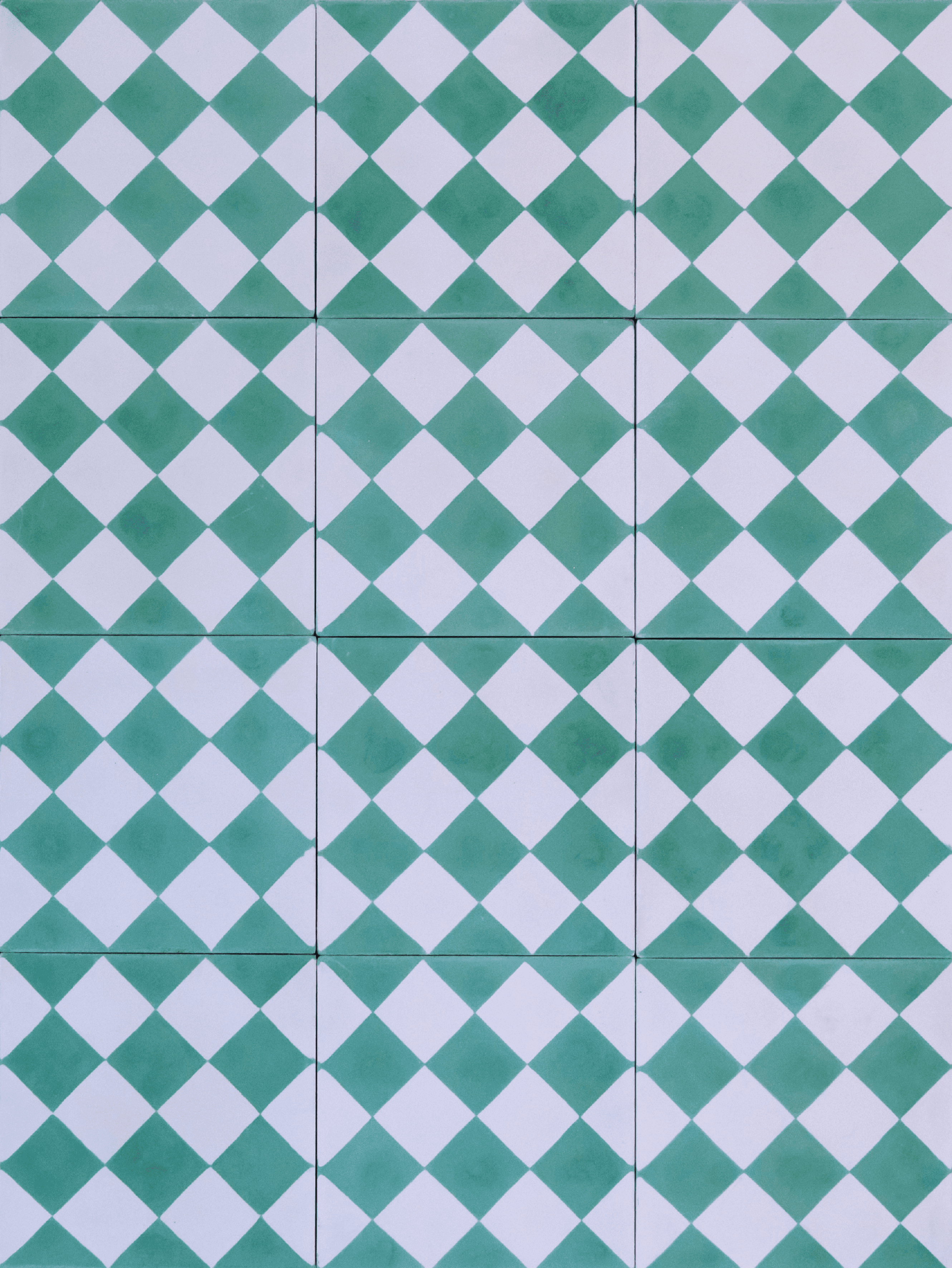 Painel geométrico em verde e branco