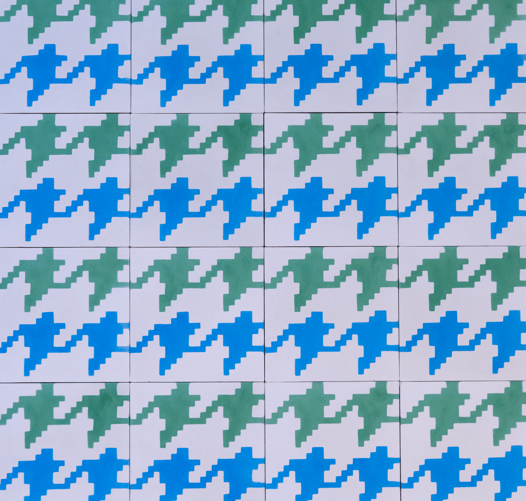 Grande painel psicodélico em azul e verde